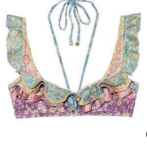 Zimmermann Woman’s Carnaby Ruffle Floral Print Bikini Top AU size 0